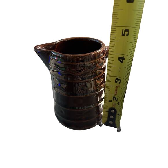 Marcrest Daisy & Dot 4.5” Creamer Small Pitcher Vintage USA Brown Stoneware - Picture 2 of 4